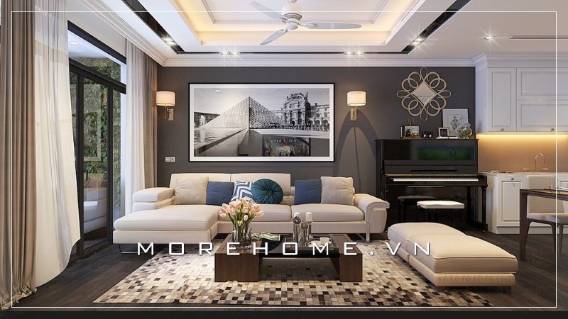 Sofa góc màu trắng